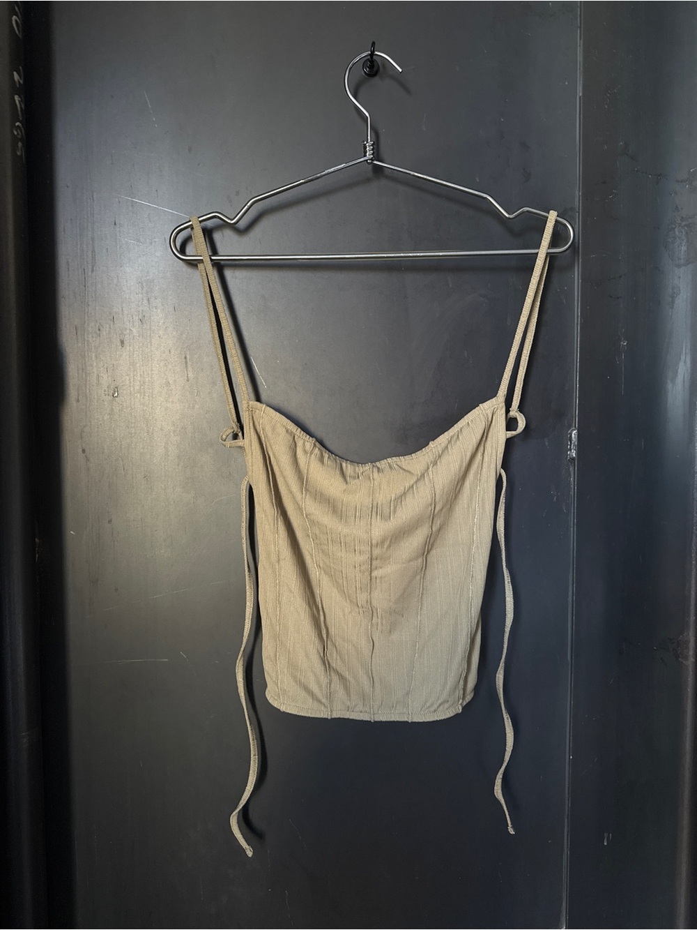 OAK + FORT Beige Tie-Side Ribbed Tank Top